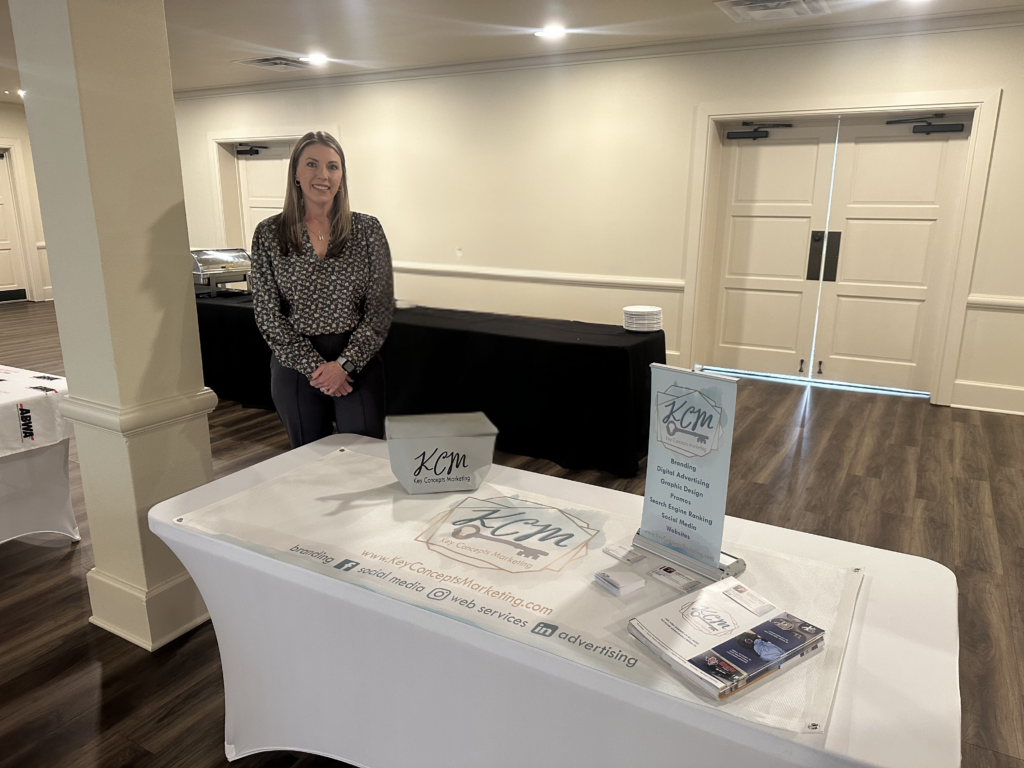 Key Concepts Marketing connecting with local businesses at a networking event in Victoria, Texas